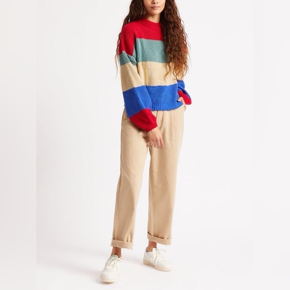 BRIXTON Madero Balloon Sleeve Block Stripe Sweater - Picture 2 of 7